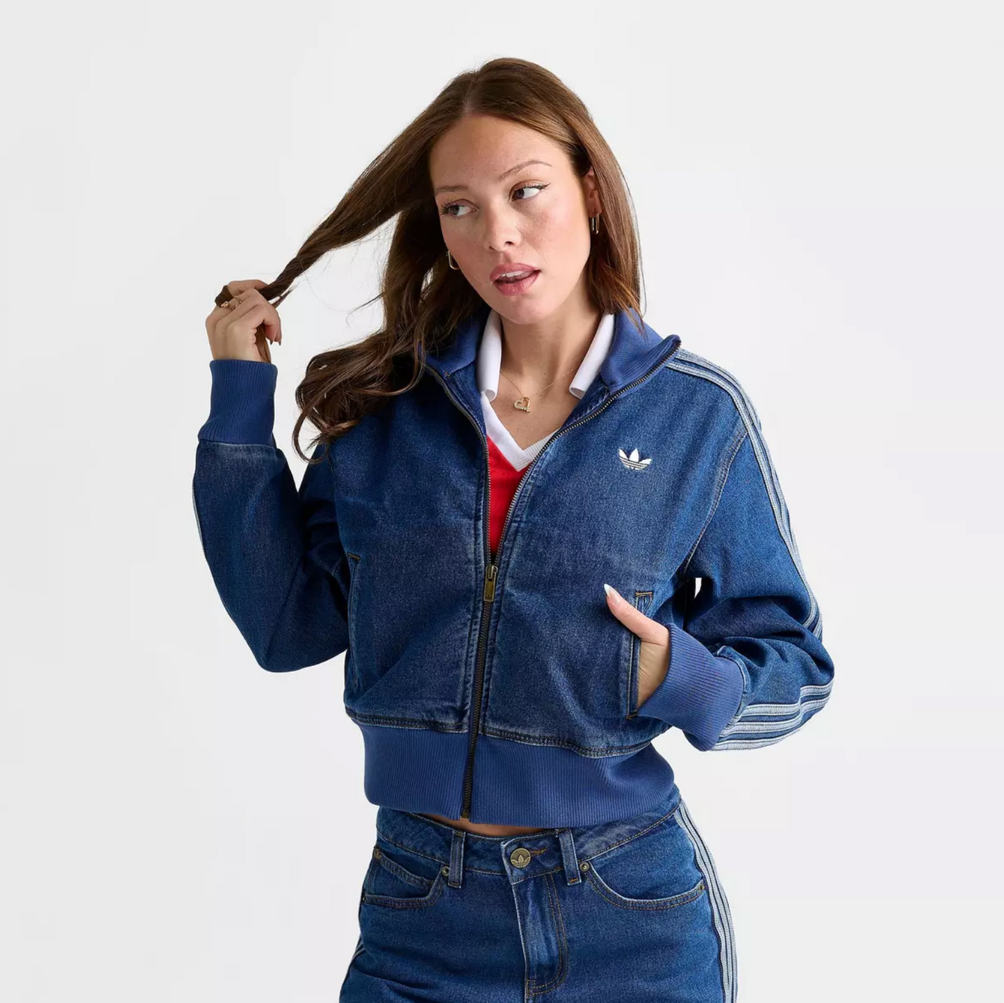 Women's Adidas Originals Firebird Denim Track Top